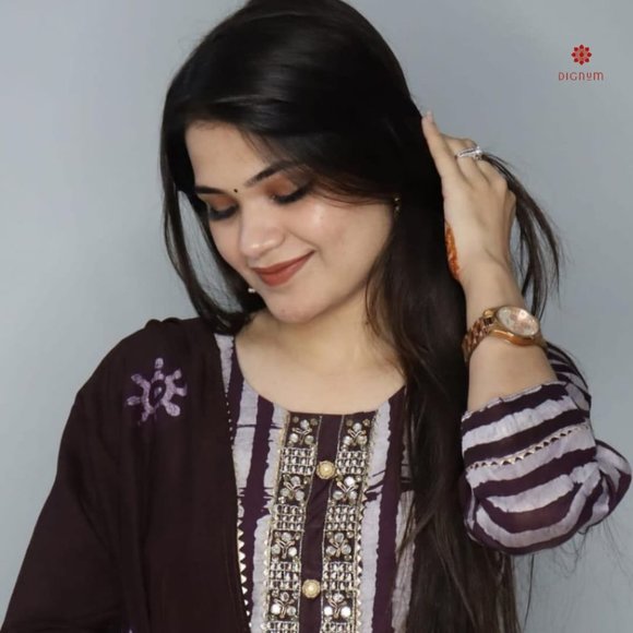 Beautiful Rayon Striped Pattern Kurta Pant and Dupatta - Picture 4 of 5